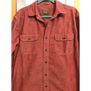 Eddie Bauer Red button up long sleeve shirt size large